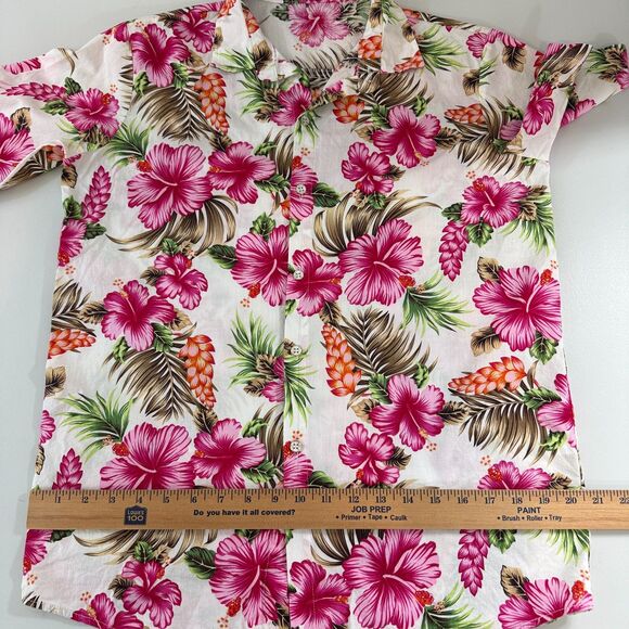 SSLR Boys Collection Short Sleeve Hawaiian Shirt Pink Green White Size XL - Picture 9 of 11